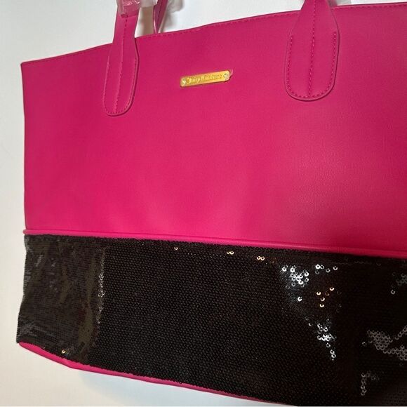 JUICY COUTURE® | Gold Badge TOTE | PINK/BLACK-Sequence | NEW - Picture 10 of 12